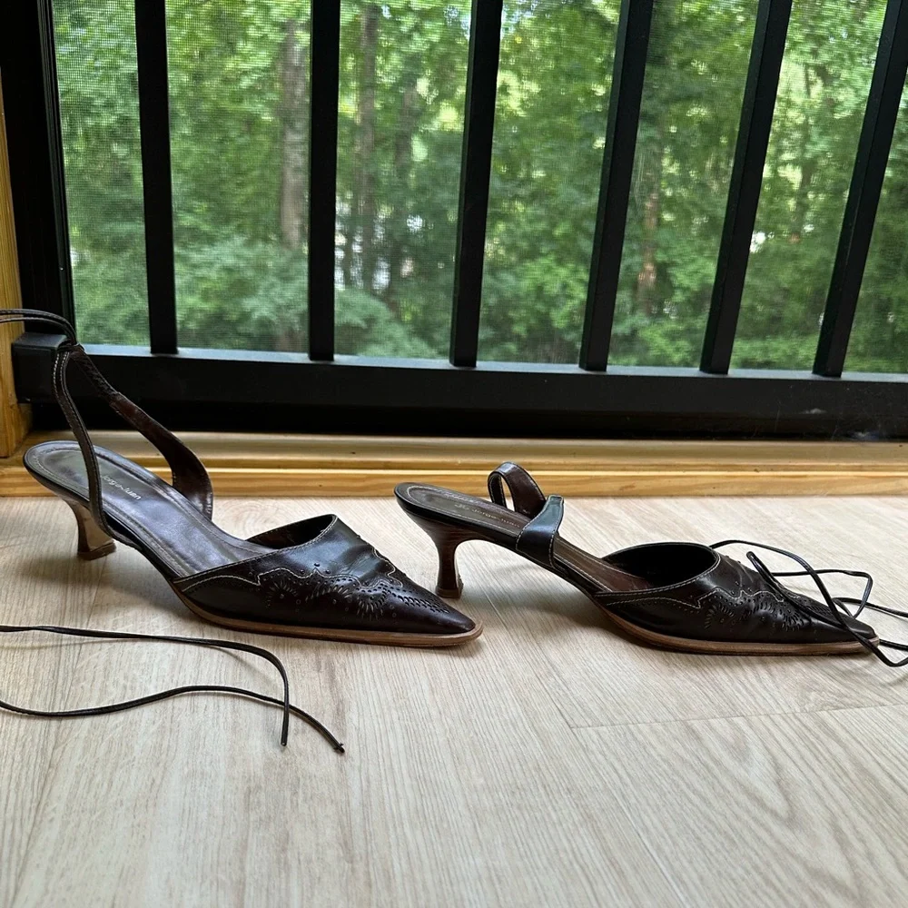 Chocolate Brown Western Sexy Boho Ankle Wrap Sandals by Jorge-Juan ~ 40.5